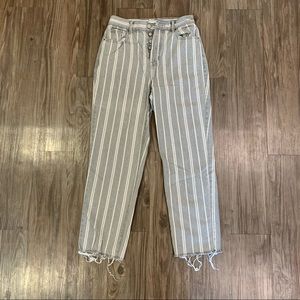White and Gray Striped Jean/Pants PacSun